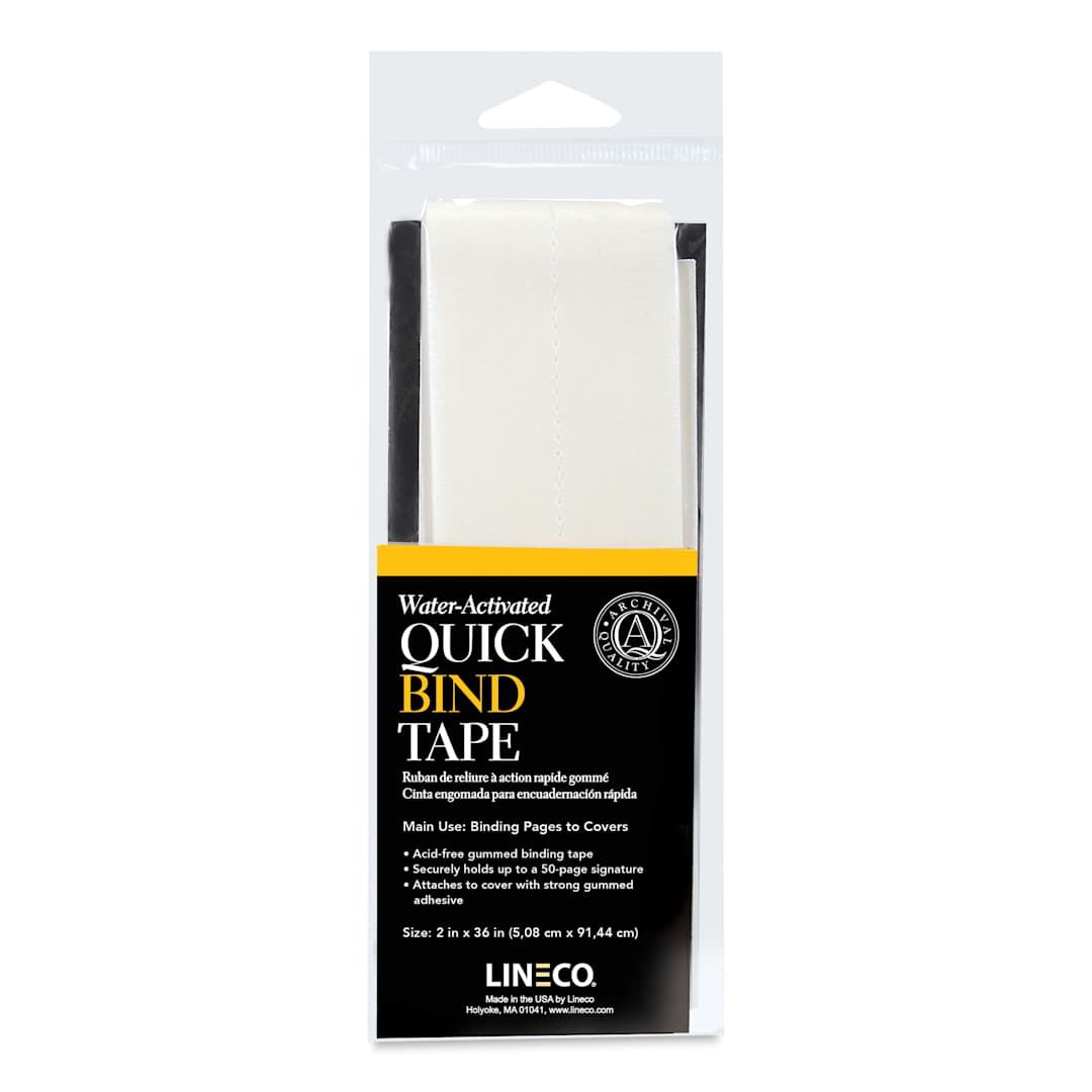 Open in modal - Lineco Water-Activated Quick Bind Tape - 2" x 36", front of the packaging