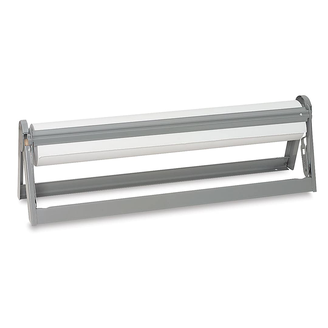 Open in modal - Single Paper Roll Cutter - Angled view of Cutter with partial roll of paper