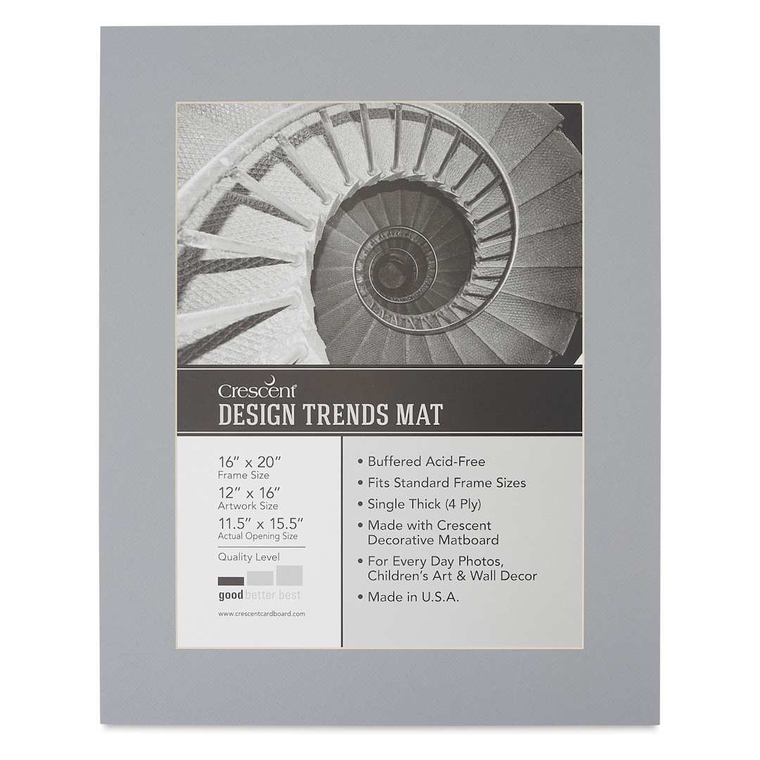 Open in modal - Crescent Pre-Cut Mat - Mid Gray, 16" x 20" (11-1/2" x 15-1/2" Opening)