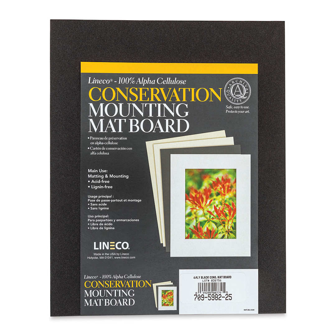 Open in modal - Lineco Conservation Matboard - Black, 4 ply, Pkg of 25, 8" x 10"