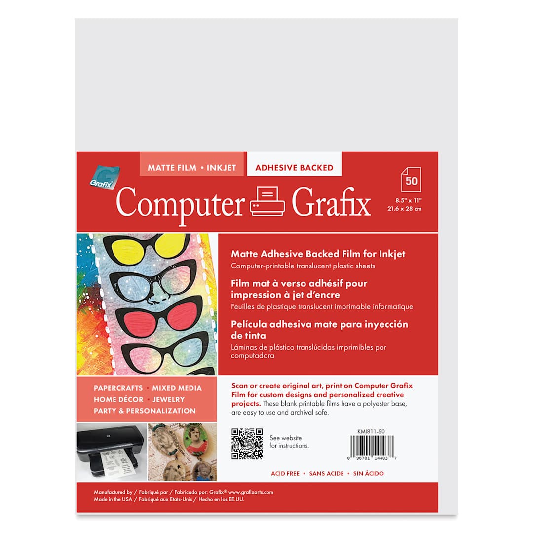 Open in modal - Grafix Matte Adhesive Inkjet Film - Pkg of 50, 8-1/2" x 11"