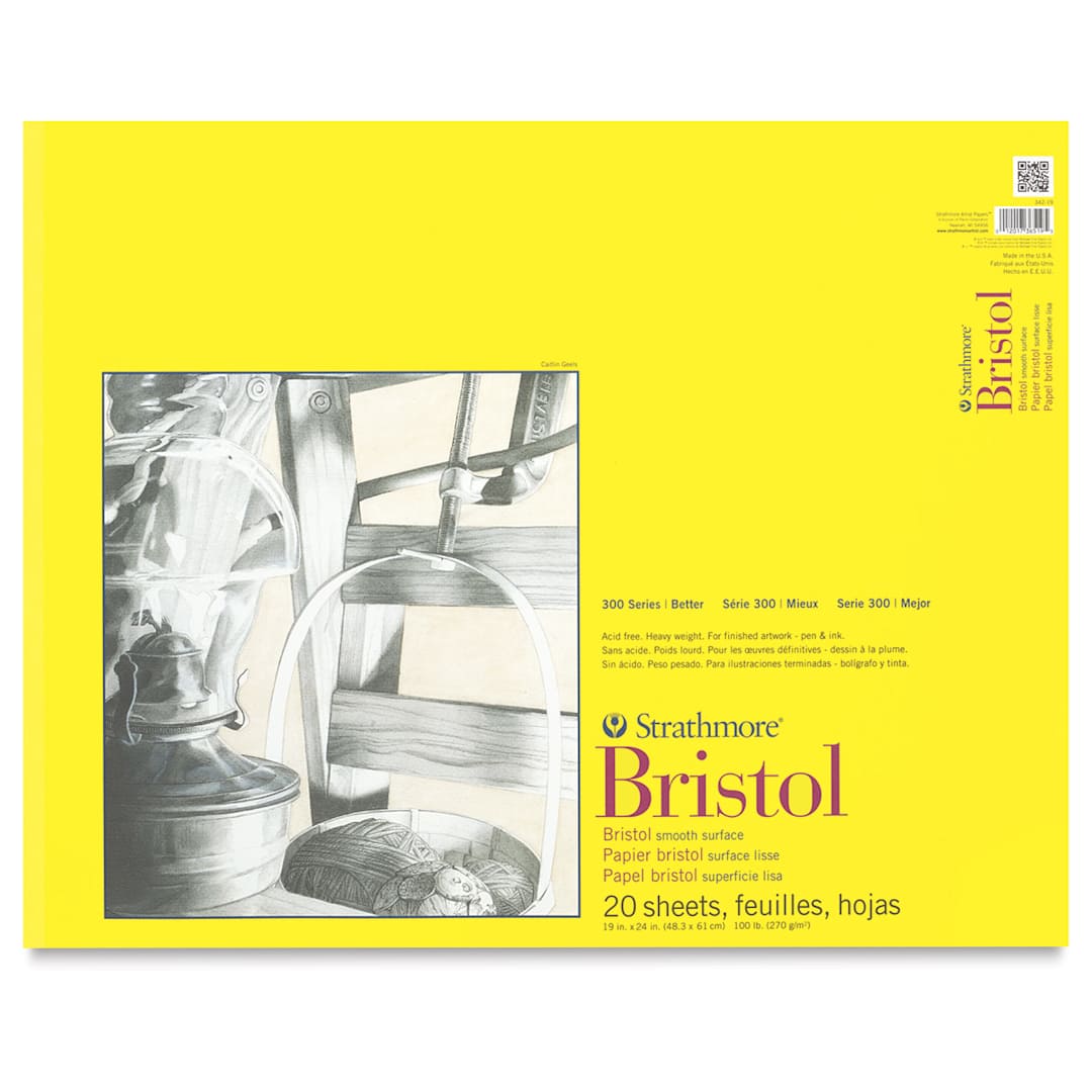 Open in modal - Strathmore 300 Series Bristol Pad - 19" x 24", Smooth, 20 Sheets