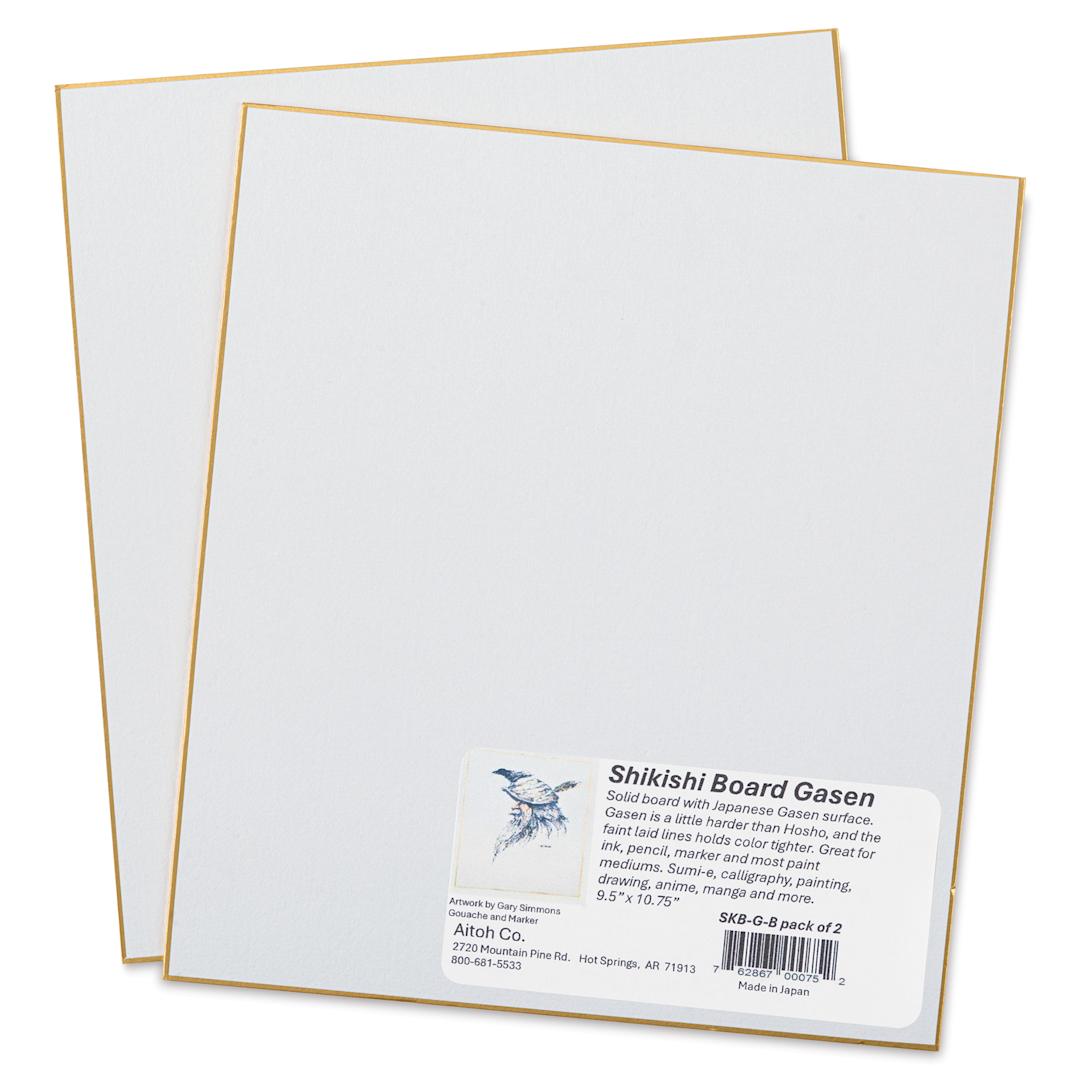 Open in modal - Aitoh Gasen Paper Shikishi Boards - 9-1/2" x 10-3/4", Pkg of 2, board with packaging label