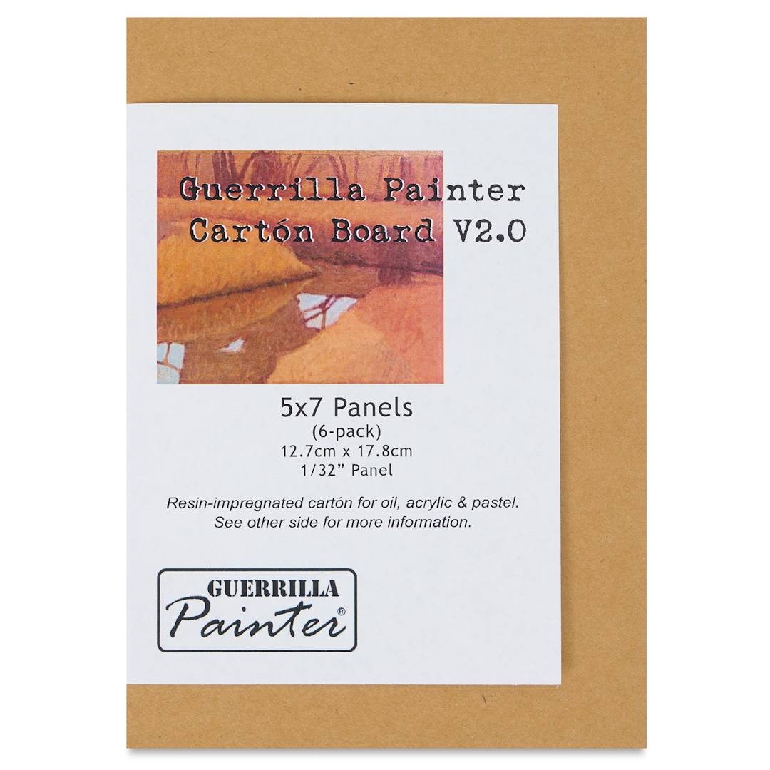 Open in modal - Guerrilla Painter Carton Plein Air Panel Pack - 5" x 7" x 1/32", Pkg of 6 front of packaging