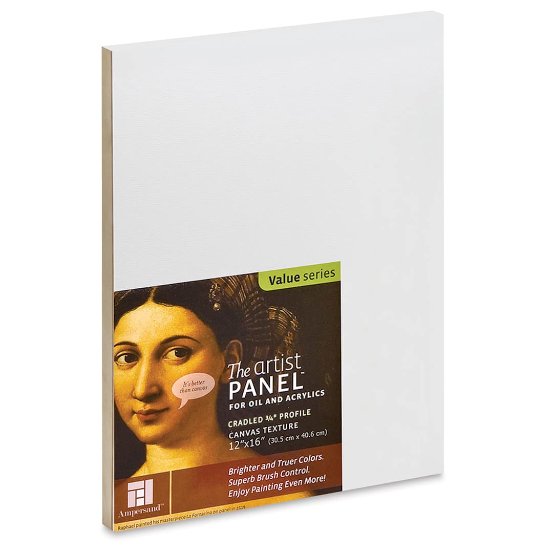 Open in modal - Ampersand Value Series Artist Panel - Textured, 12" x 16", 3/4" Cradle