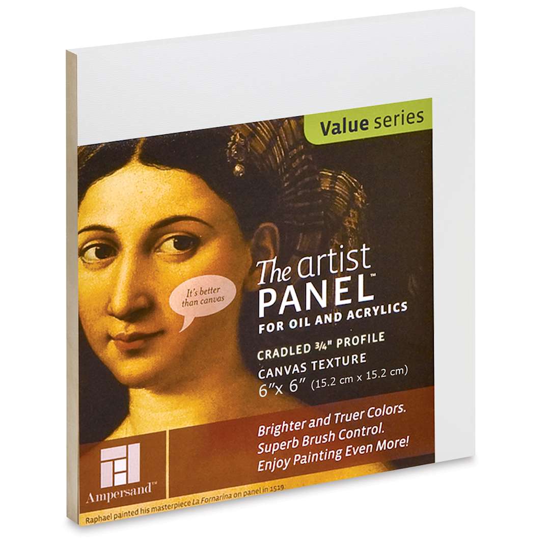 Open in modal - Ampersand Value Series Artist Panel - Textured, 6" x 6", 3/4" Cradle