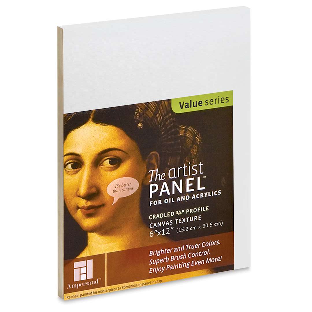 Open in modal - Ampersand Value Series Artist Panel - Textured, 6" x 12", 3/4" Cradle