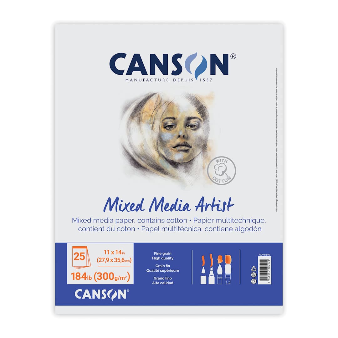 Open in modal - Canson Artist Series Mix Media Pad - 11" x 14", Portrait, Wirebound, 20 Sheets, front cover