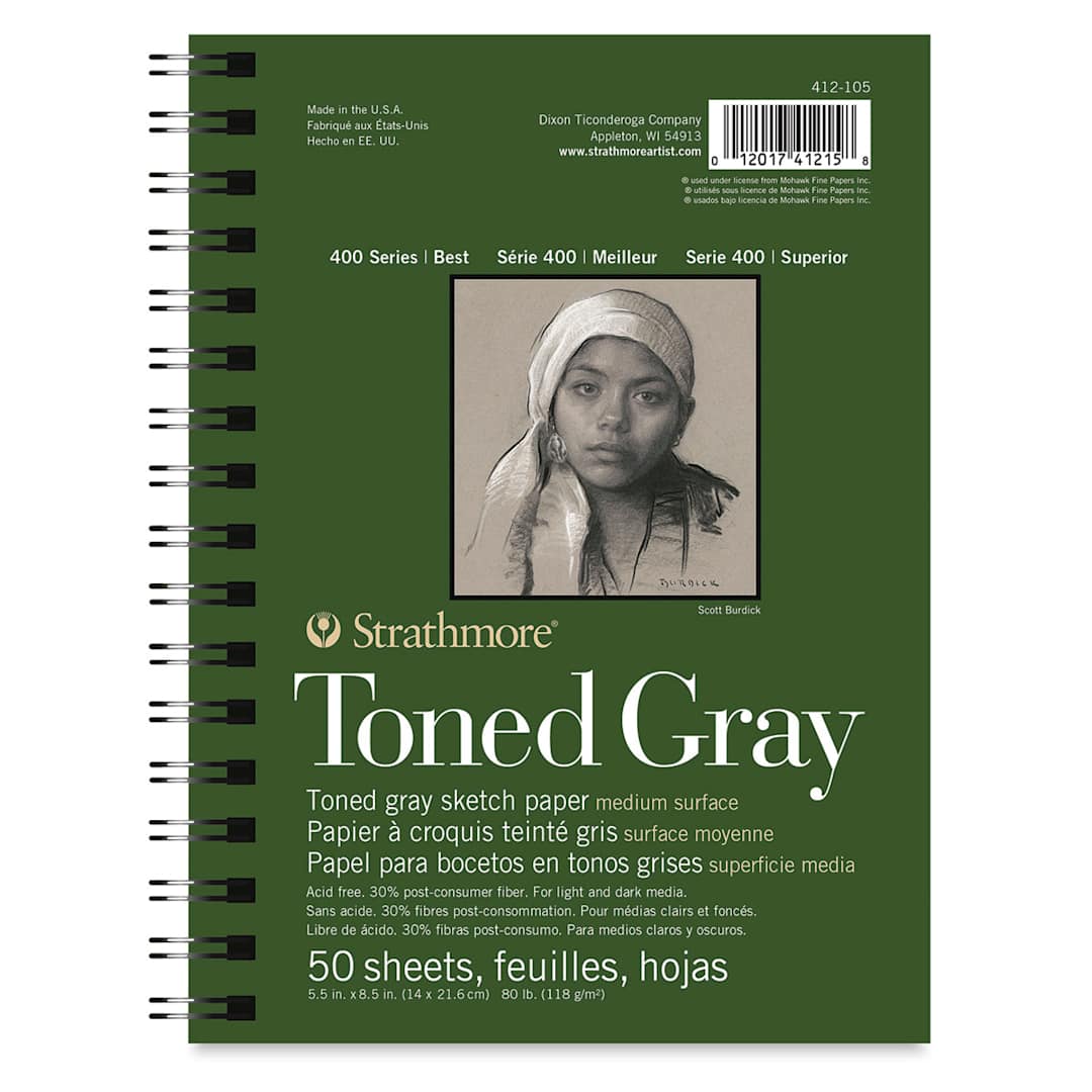 Open in modal - Strathmore 400 Series Recycled Toned Sketch Pad, Cool Gray, 50 sheets, 9" x 12"