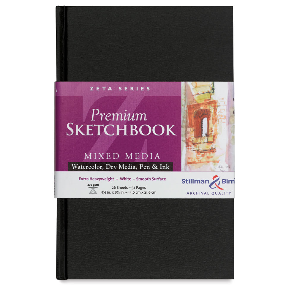 Open in modal - Stillman & Birn Zeta Series Hardcover Sketchbook - Front of Portrait style sketchbook with label