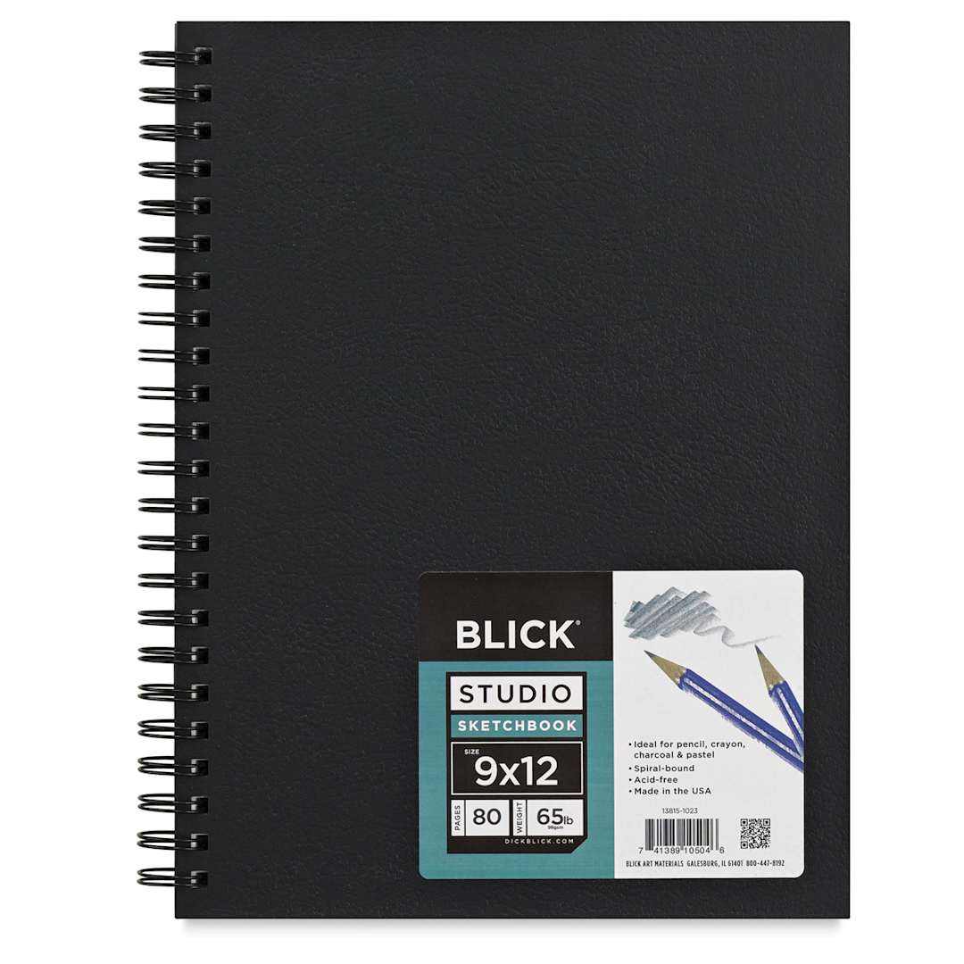 Open in modal - Blick Wirebound Sketchbook - 12'' x 9'', Wire Bound, 80 Sheets. Front of sketchbook
