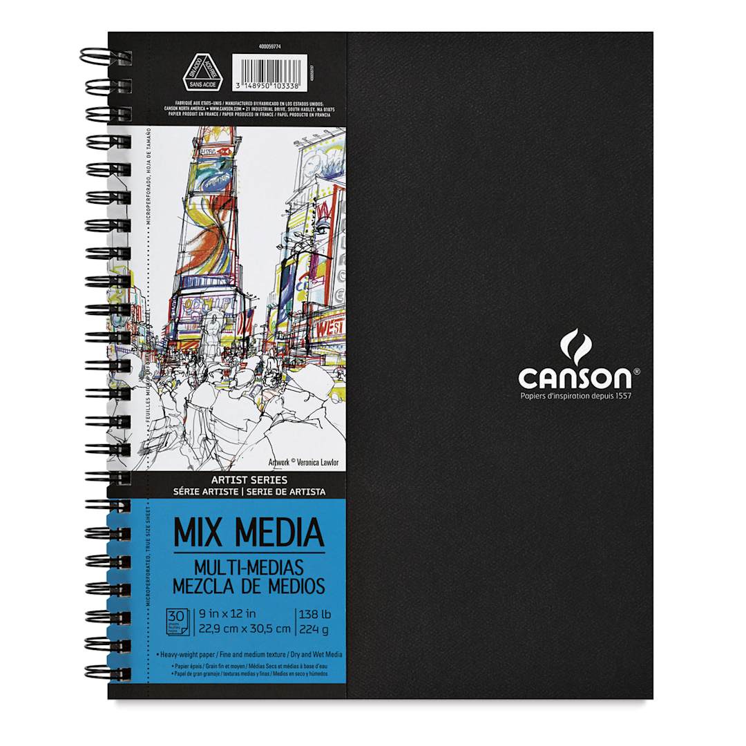 Open in modal - Canson Artist Series Mix Media Book - Front view of 9" x 12" book with label