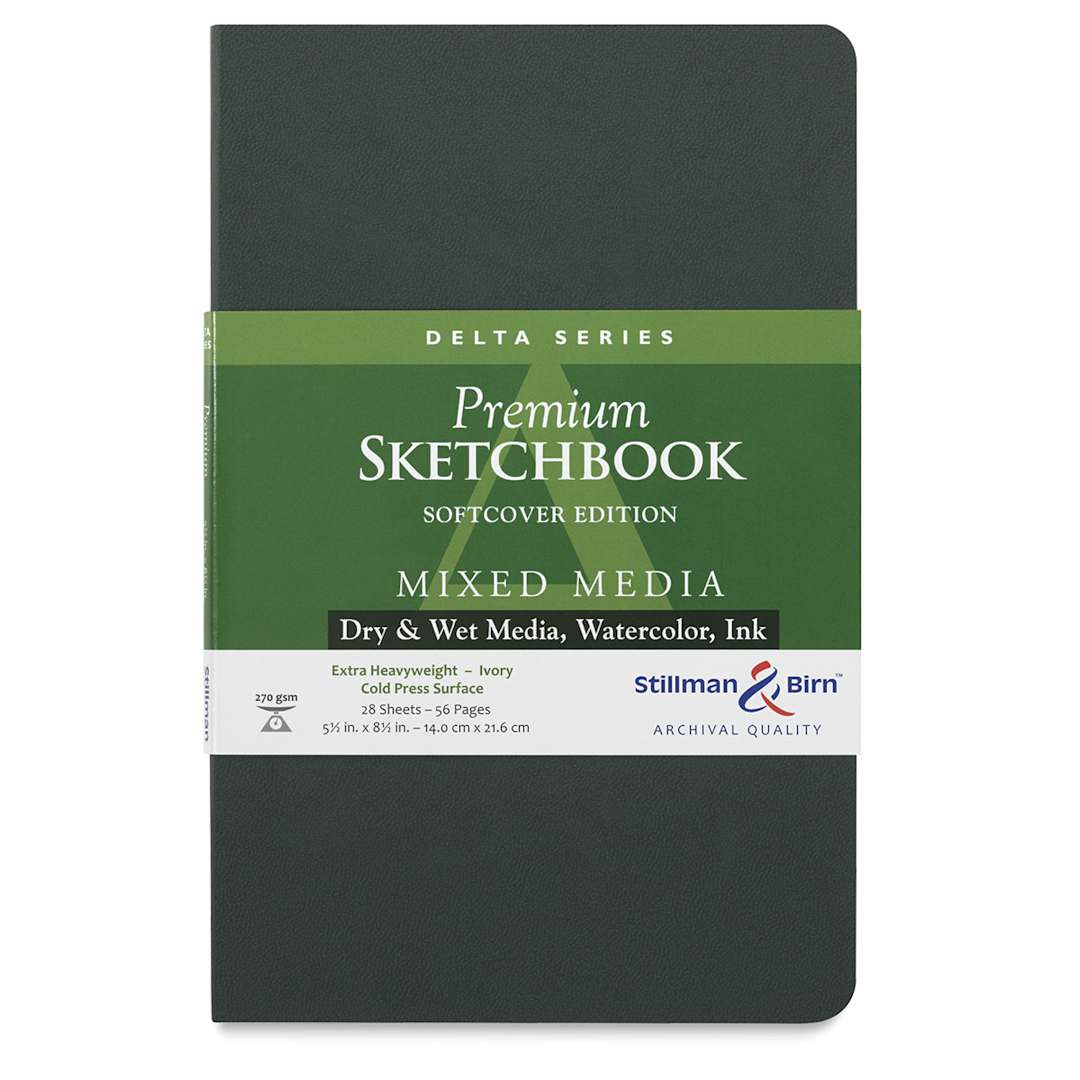 Open in modal - Stillman & Birn Delta Series Softcover Sketchbook - Front view of Portrait Notebook with label