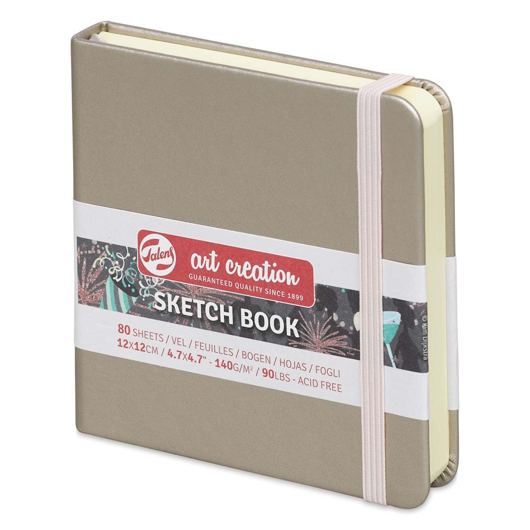 Open in modal - Talens Art Creations Sketchbook - Metallic Pink Champagne, 4.7" x 4.7" (side view)