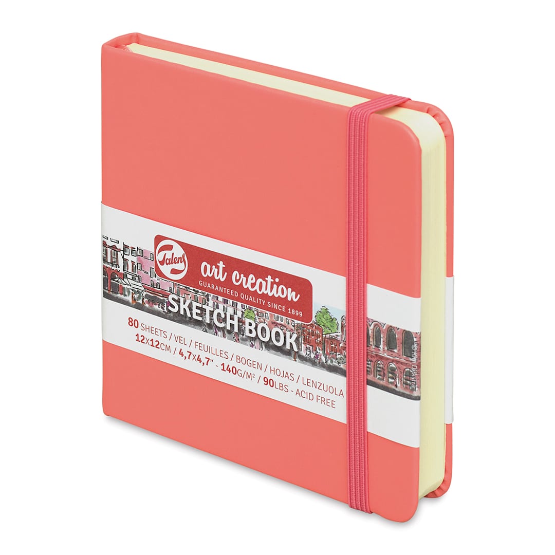 Open in modal - Talens Art Creations Sketchbook - Coral Red, 4.7" x 4.7" (side view)