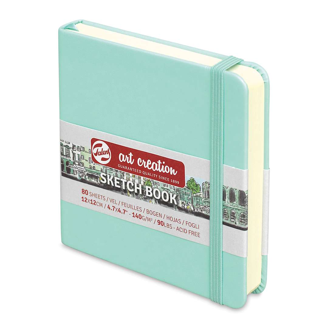 Open in modal - Talens Art Creations Sketchbook - Fresh Mint, 4.7" x 4.7" (side view)
