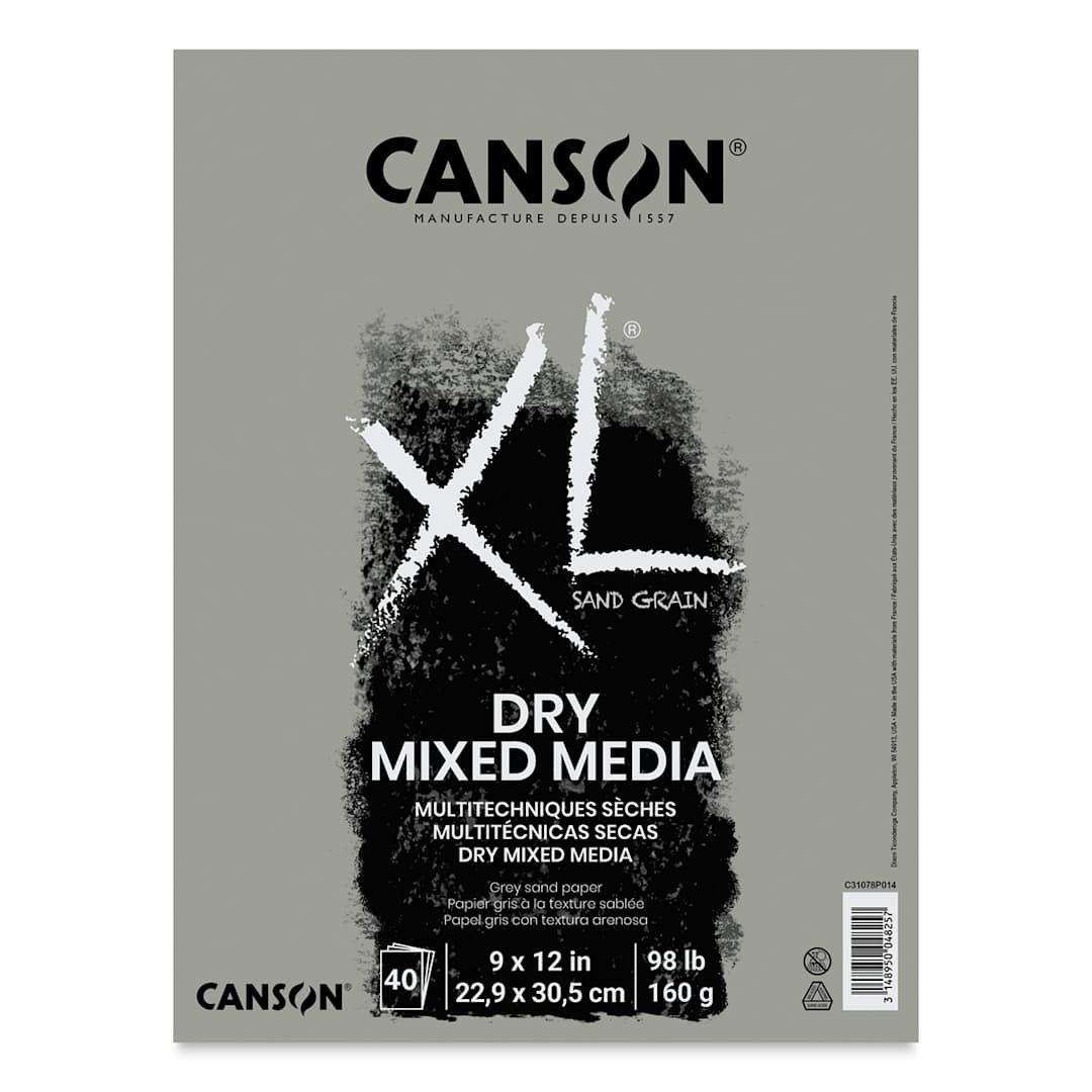 Open in modal - Canson XL Sand Grain Dry Mixed Media Pad - 9" x 12", Gray