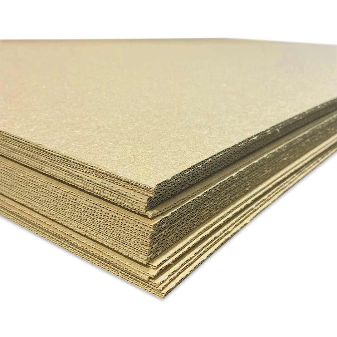 Open in modal - Flipside Kraft Corrugated Cardboard Sheets - E Flute, 32" x 40" x 1/16", Pkg of 25, stacked