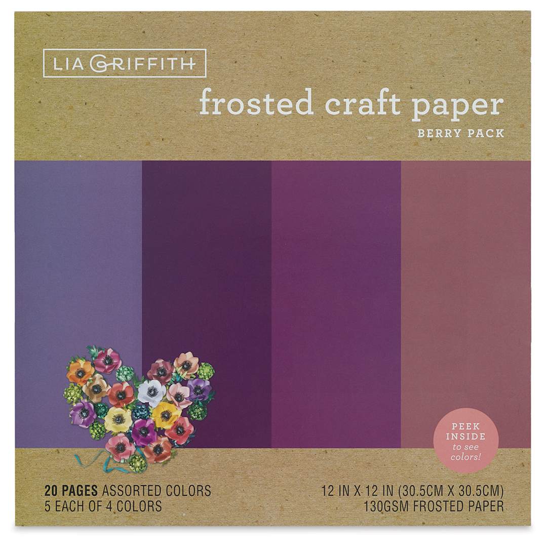 Open in modal - Frosted Craft Paper - Front of package of 20 sheets Berry color paper
