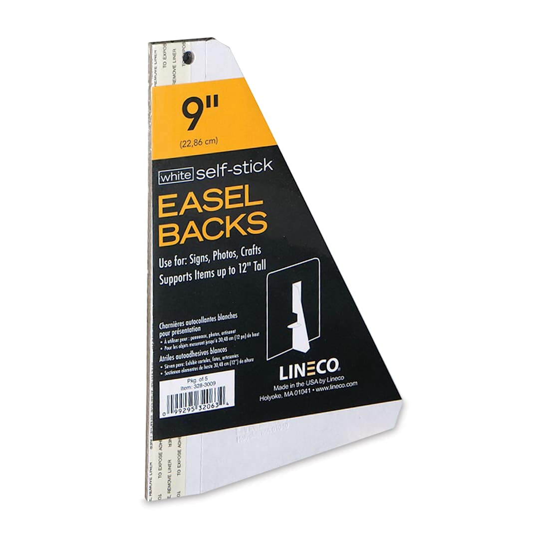 Open in modal - Lineco Self-Stick Easel Backs - 9", White, Self-Stick, Pkg of 5