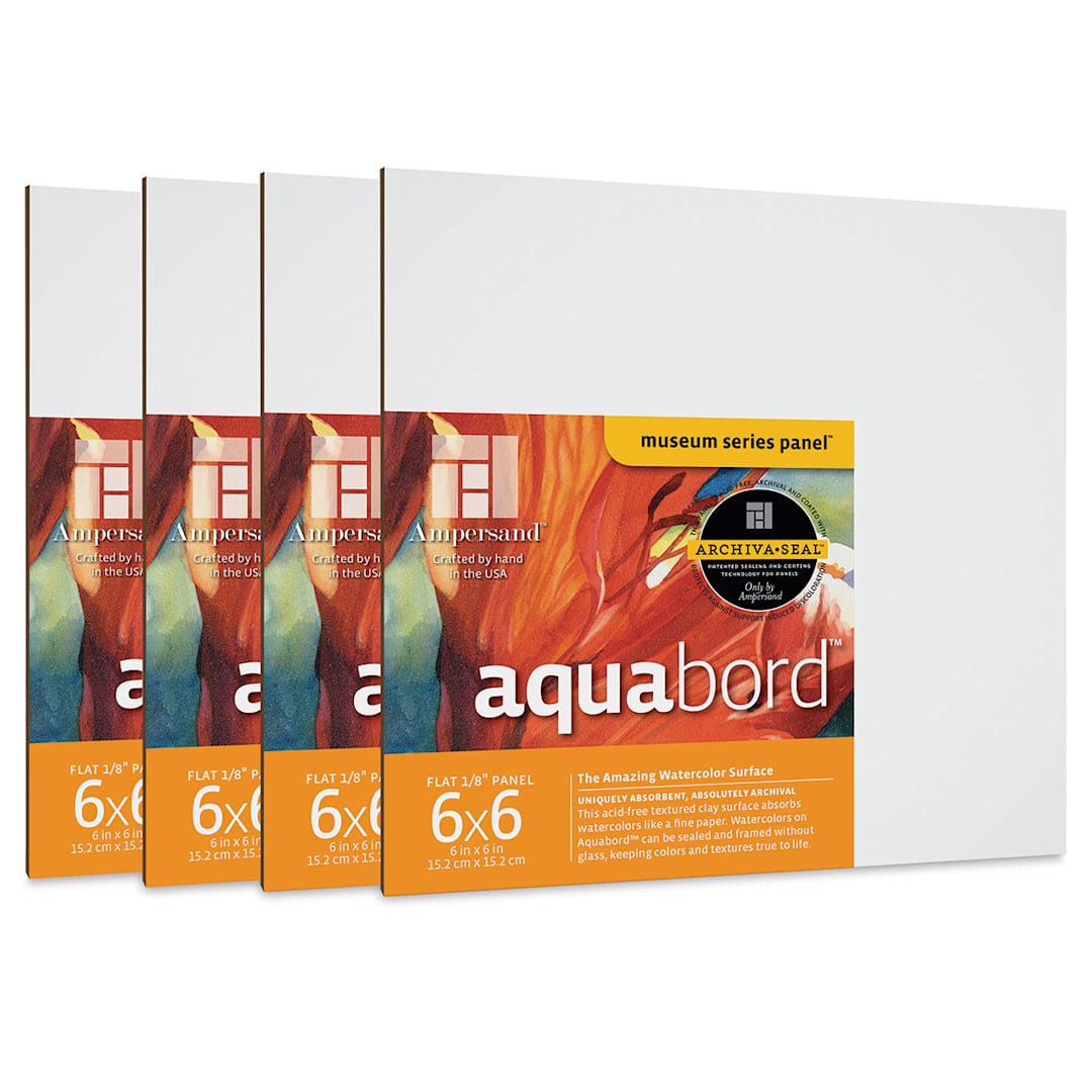 Open in modal - Ampersand Aquabord Pack - 6" x 6", 1/8" Flat, Pkg of 4