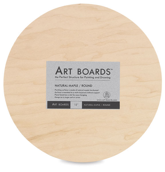 Open in modal - Art Boards Natural Maple Panels - Front view of Round panel with label