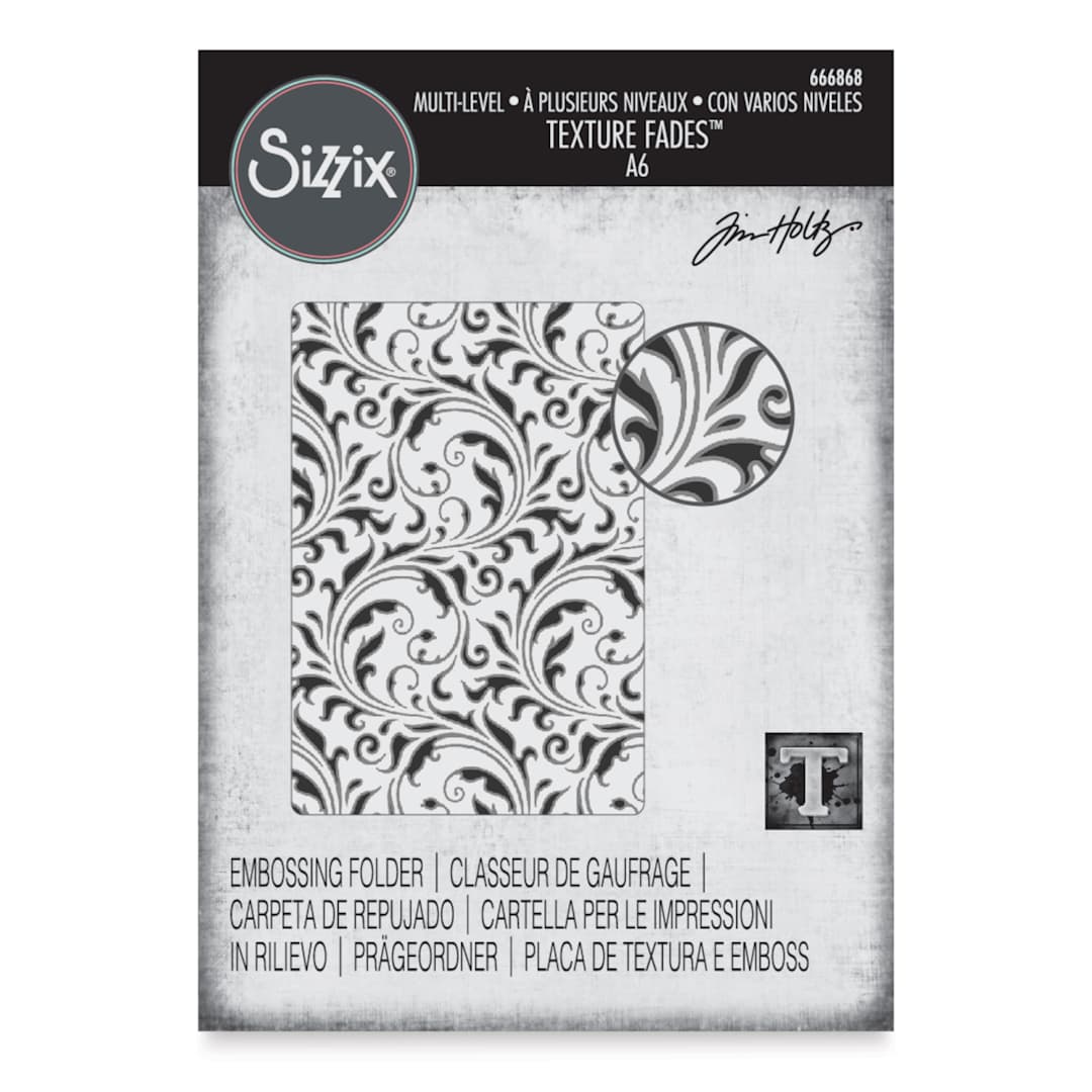 Open in modal - Sizzix Multi Level Textured Impressions Embossing Folder - Vault Flourish, 4-1/2" x 6-1/2" front of packaging