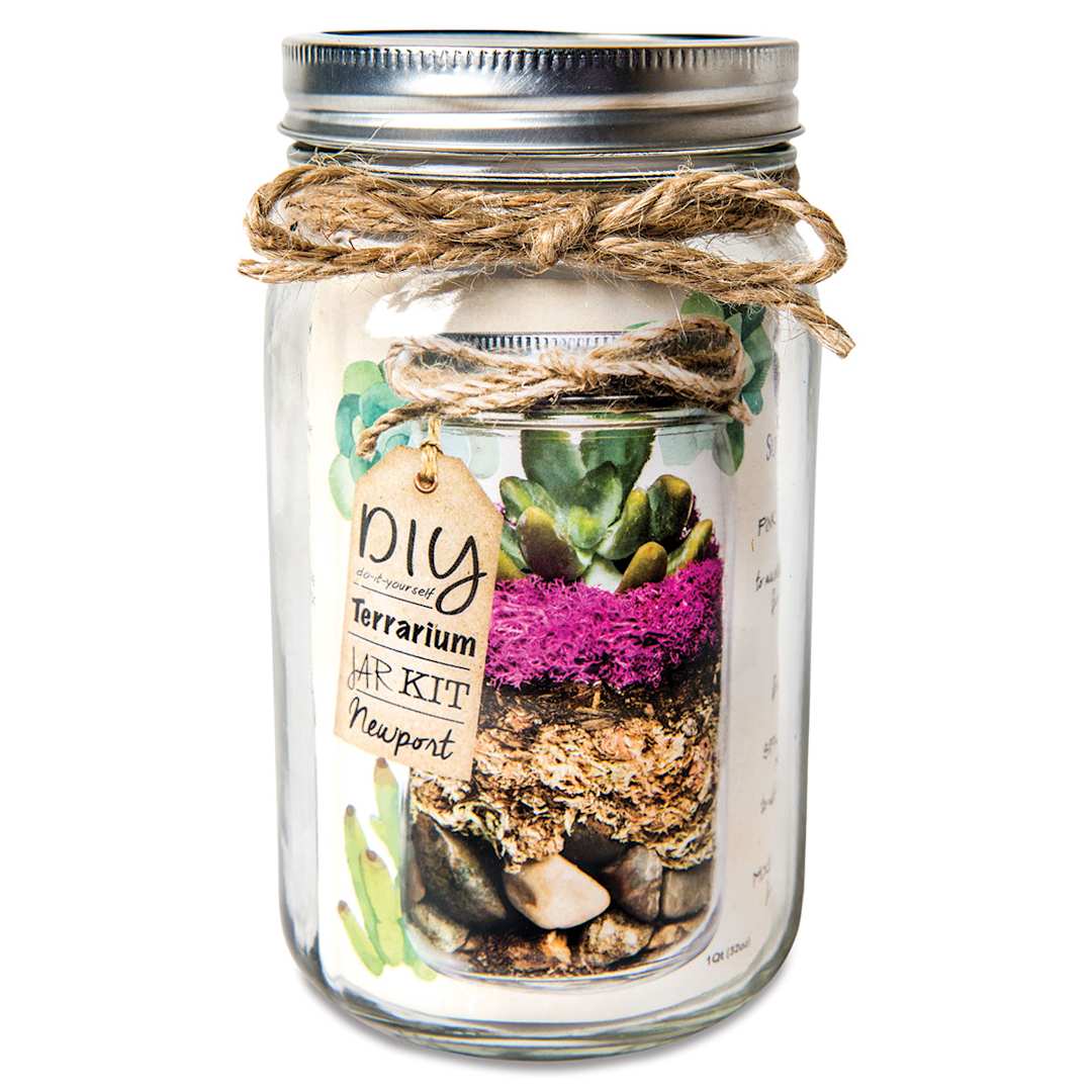 Open in modal - DIY Terrarium Jar Kits - Front of Portland Terrarium Jar with label