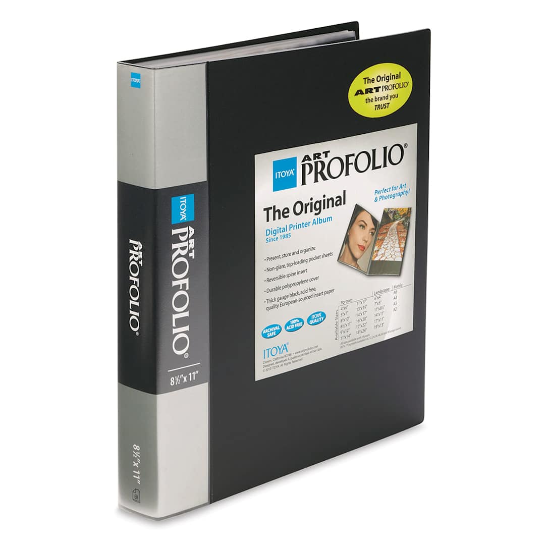 Open in modal - Itoya I-Series Art Profolio - 8 1/2" x 11", Black, Portrait, 60 Pages
