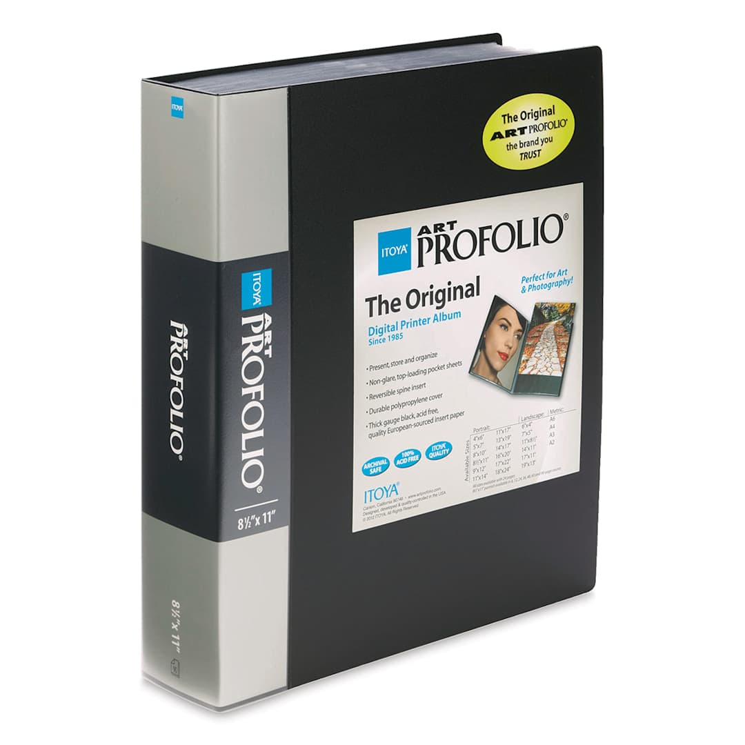 Open in modal - Itoya I-Series Art Profolio - 8 1/2" x 11", Black, Portrait, 90 Pages