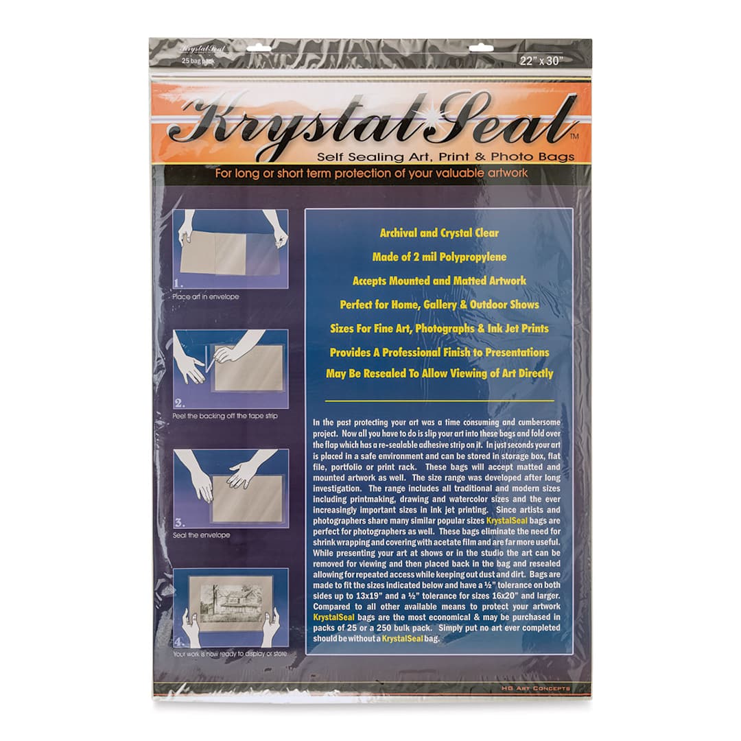 Open in modal - Krystal Seal Self-Sealing Art, Print, and Photo Bag Pack - 22" x 30", Pkg of 25