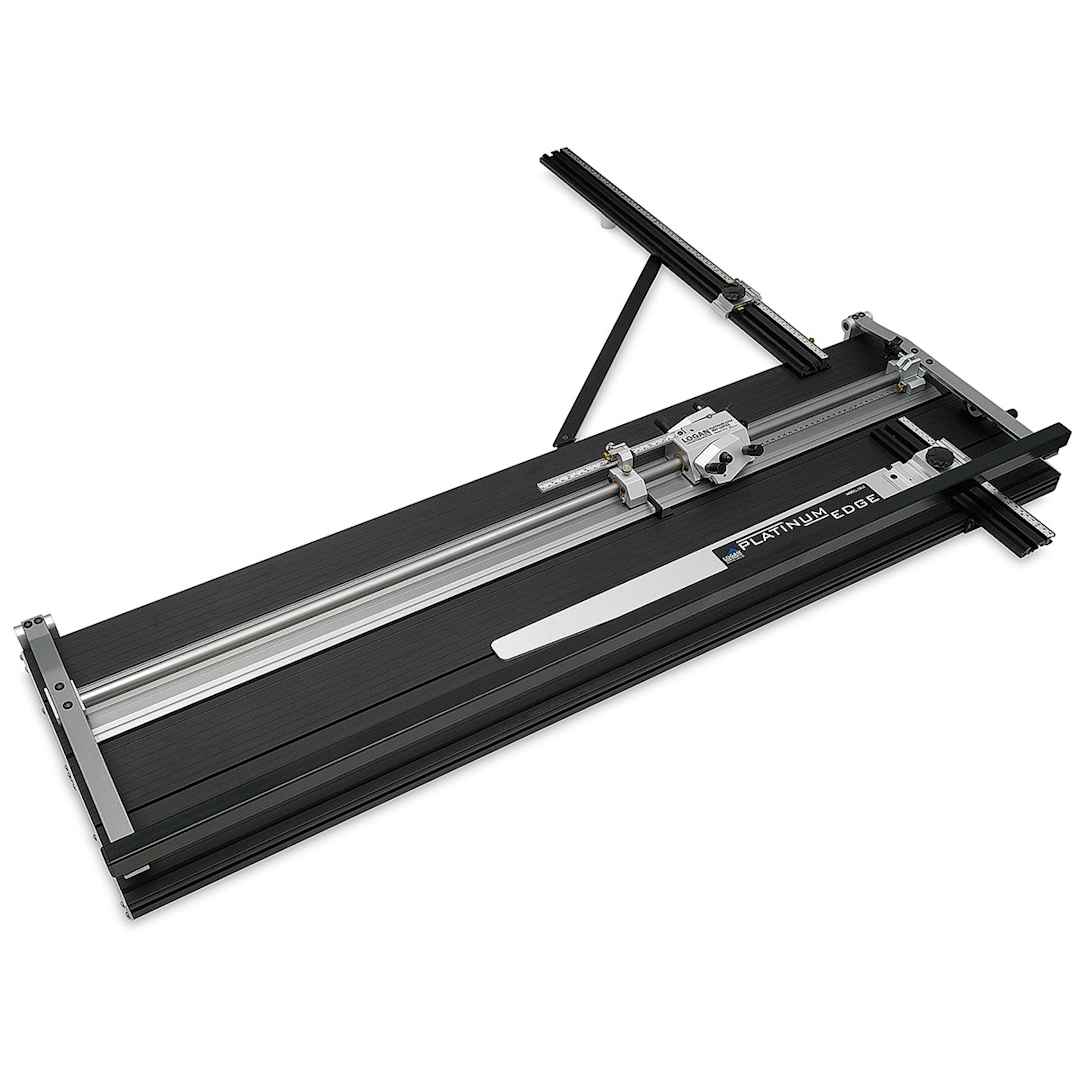 Open in modal - Logan 850 Platinum Edge Mat Cutter - Left Angled view showing Cutting head and Squaring Arm extended