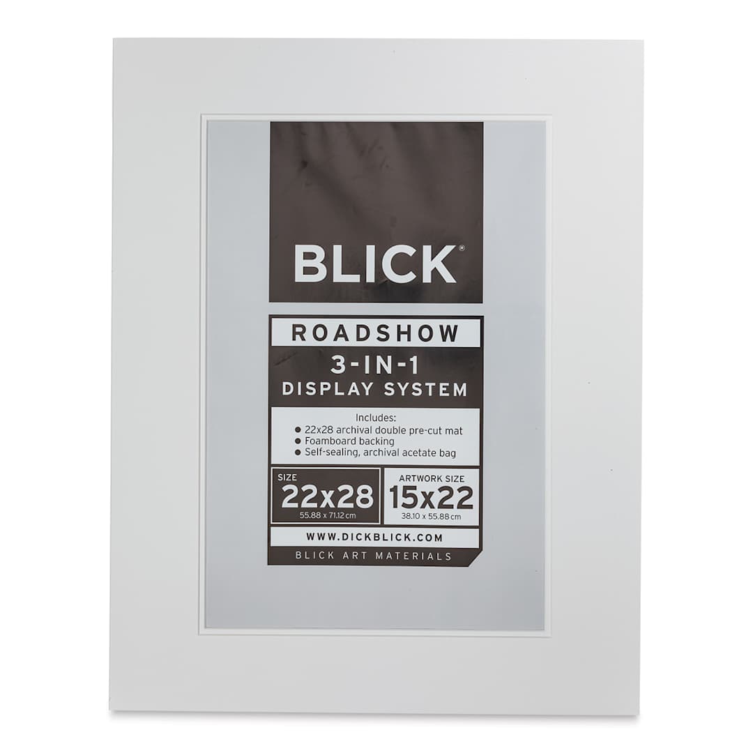 Open in modal - Blick Roadshow 3-in-1 System - White, Double Mat, 22" x 28" (14-3/4" x 21-3/4" Opening)