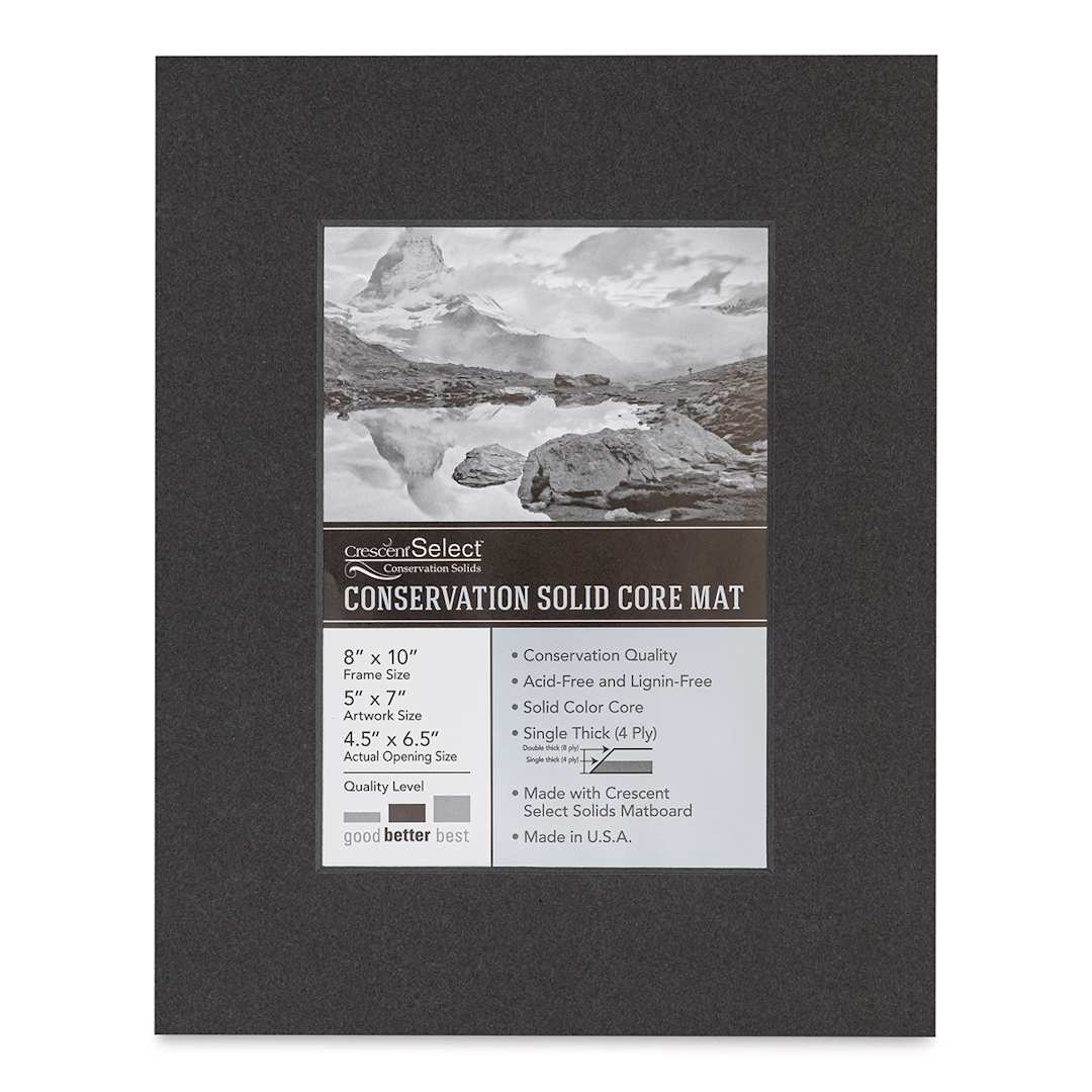 Open in modal - Crescent Select Conservation Solids Pre-Cut Mat - Dark Gray, 4 ply, 8" x 10"