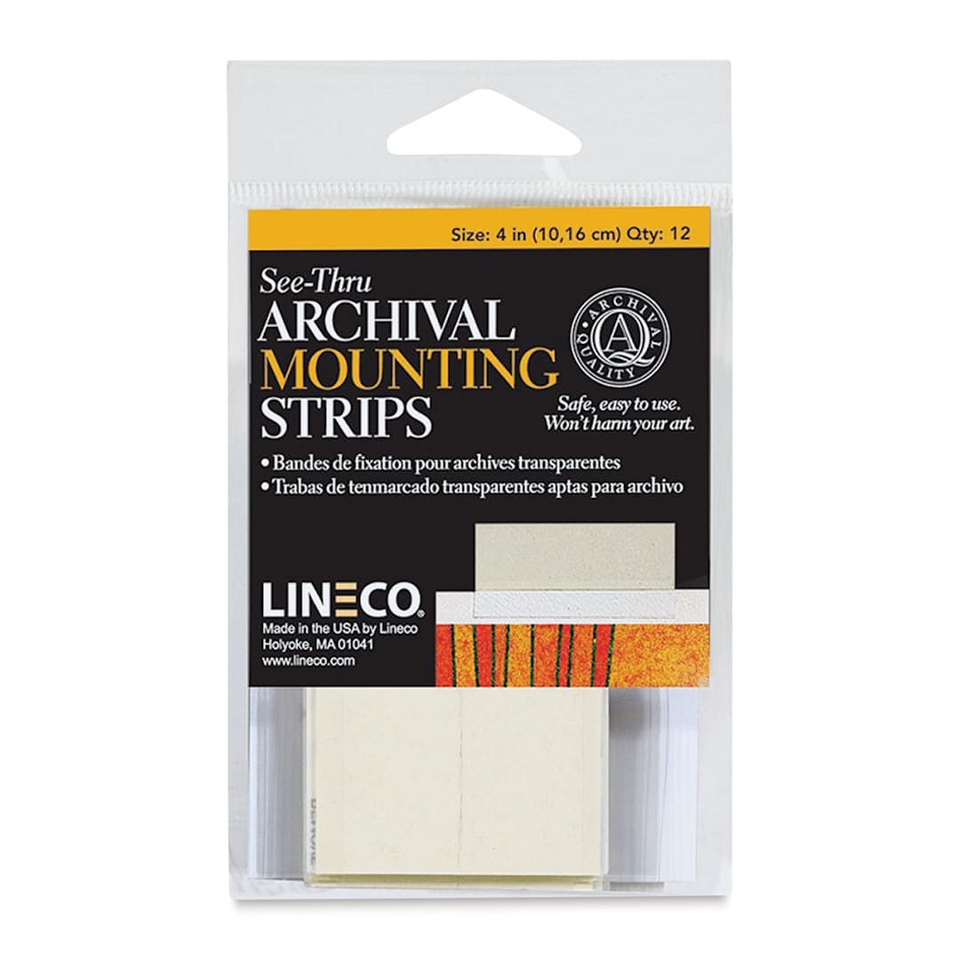 Open in modal - Lineco See-Thru Mounting Strips - 4", Pkg of 12