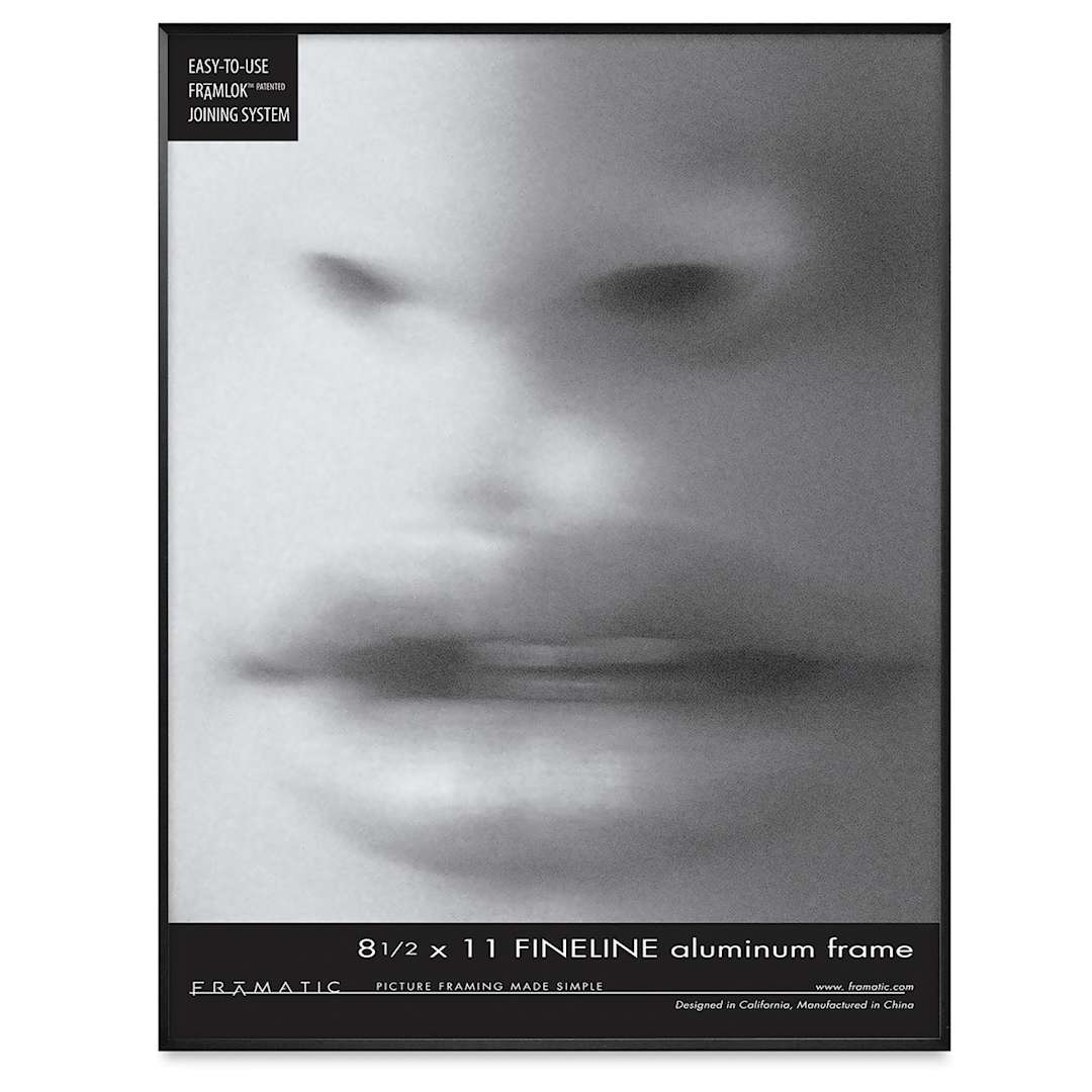 Open in modal - Framatic Fineline Frames - Front view of Black Rectangular frame 