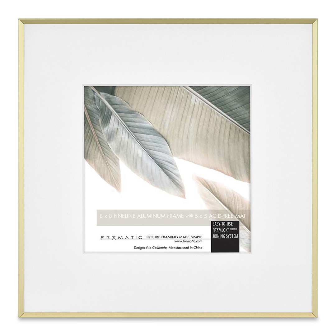 Open in modal - MCS Framatic Fineline II Frames - Front view of Square Gold Frame