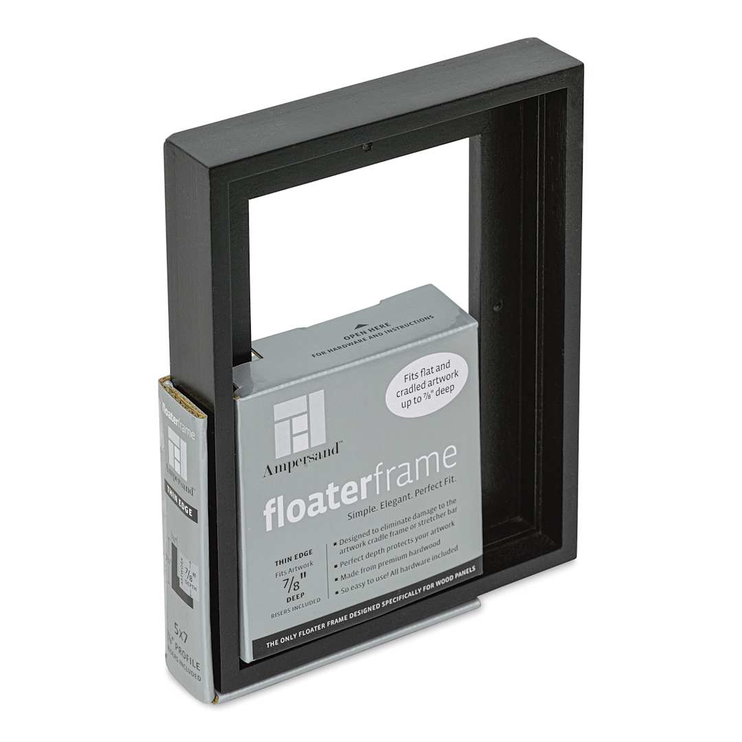 Open in modal - Ampersand Floaterframe - Thin, Black, 5" x 7", 7/8", at an angle
