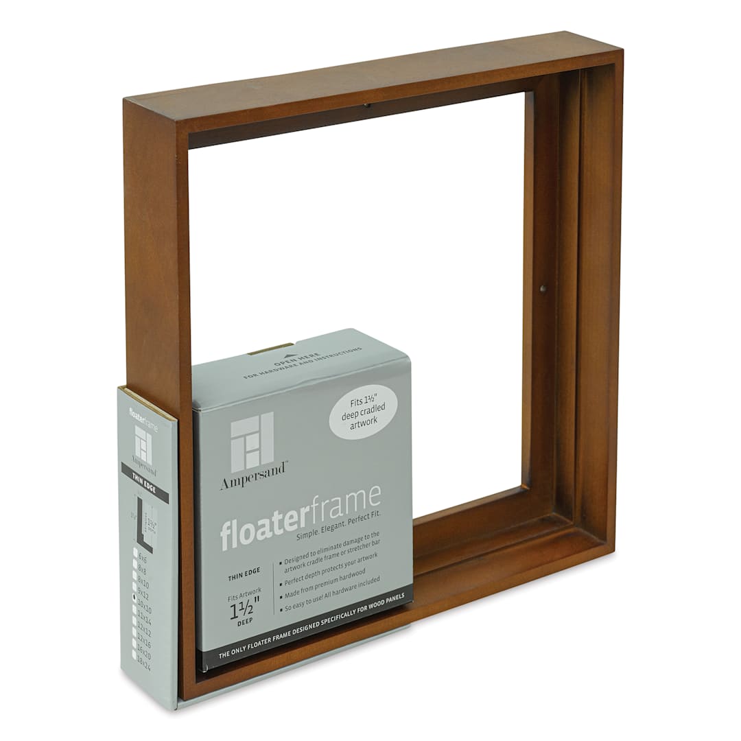 Open in modal - Ampersand Floaterframe - Thin, Walnut, 10" x 10", 1-1/2", at an angle