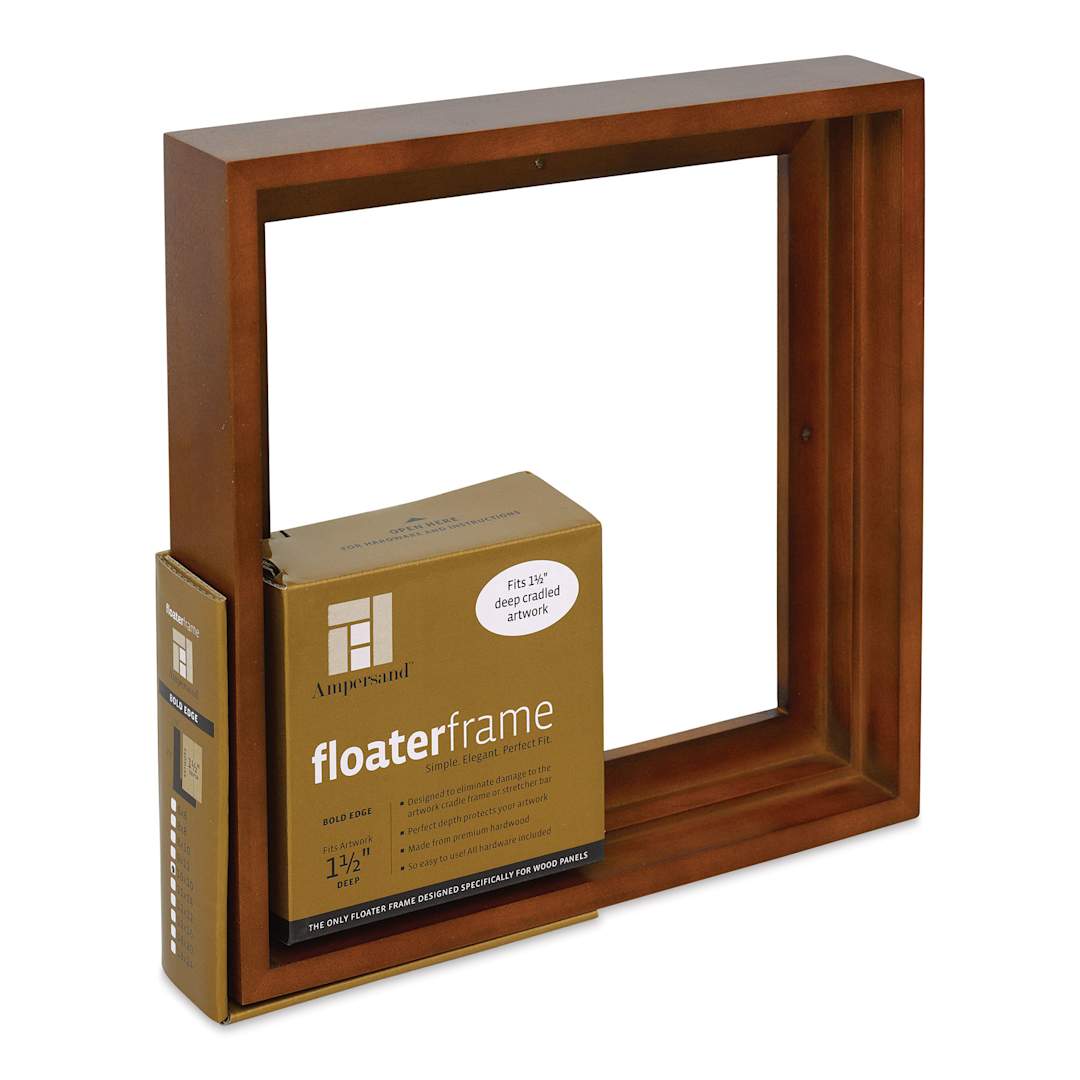 Open in modal - Ampersand Floaterframe - Bold, Walnut, 10" x 10", 1-1/2", at an angle