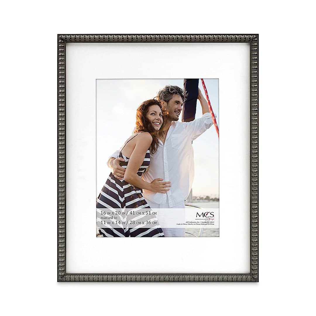 Open in modal - MCS Thin Bead Frame - Pewter, 16" x 20" w/11" x 14" Mat