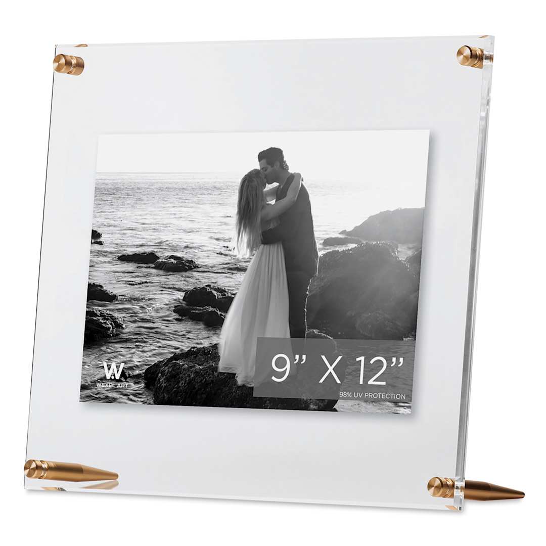 Open in modal - Wexel Art Acrylic Panel Frame - Tabletop, Gold Hardware, 9" x 12"