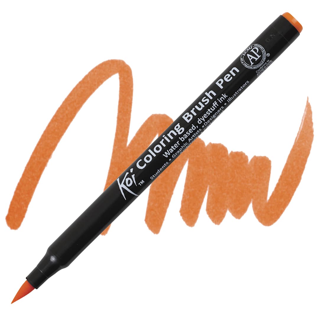 Open in modal - Sakura Koi Coloring Brush Pen - Orange pen and swatch