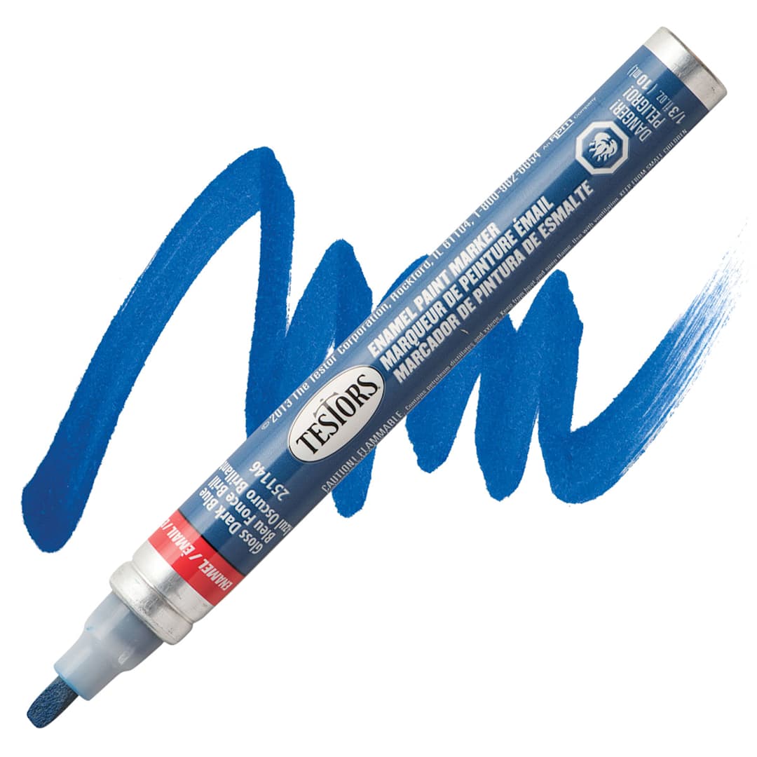 Open in modal - Testors Enamel Paint Marker - Gloss Dark Blue marker and swatch