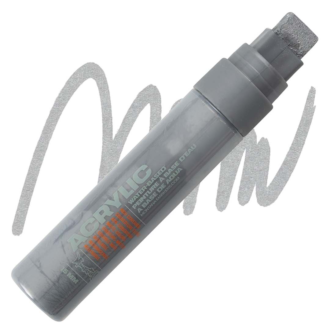Open in modal - Montana Acrylic Marker - 15 mm Tip, Outline Silver (Metallic) marker and swatch