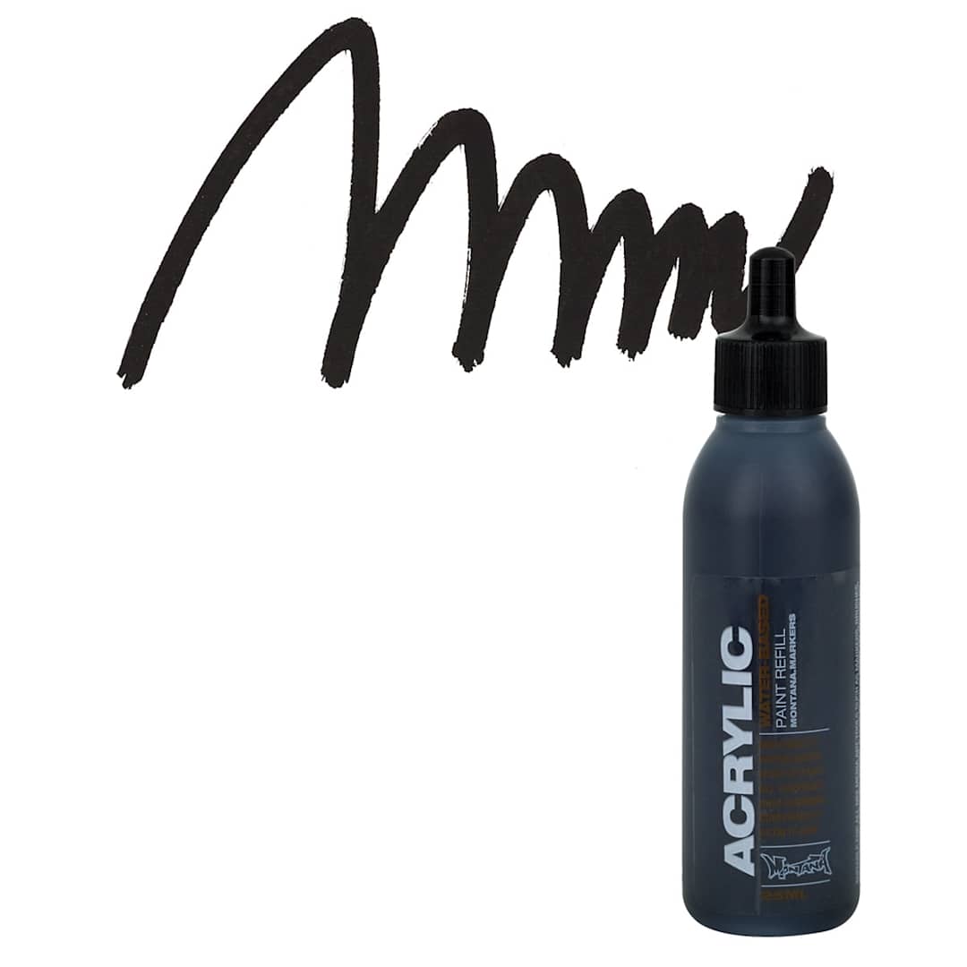 Open in modal - Montana Acrylic Marker Refill - 25 ml , Shock Black, Refill and swatch