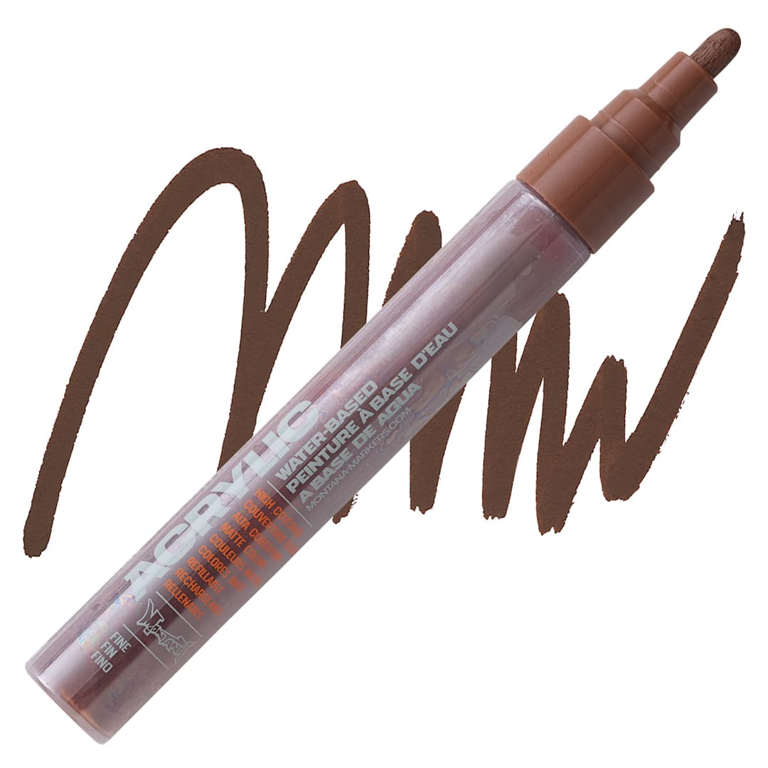 Open in modal - Montana Acrylic Marker - 2 mm Tip, Shock Brown marker and swatch