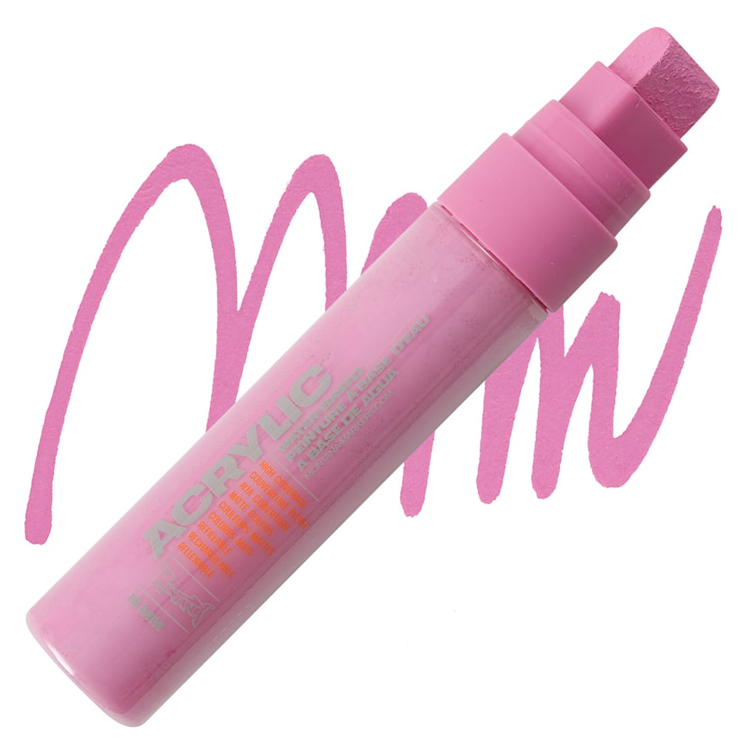 Open in modal - Montana Acrylic Marker - 15 mm Tip, Shock Pink Light marker and swatch