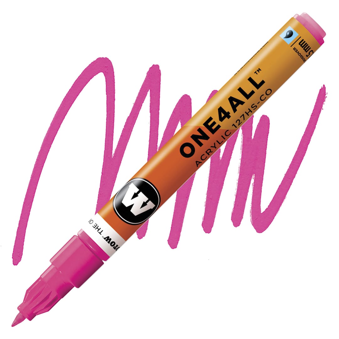 Open in modal - Molotow One4All Acrylic Marker - 1.5 mm Tip, Neon Pink Fluorescent marker and swatch