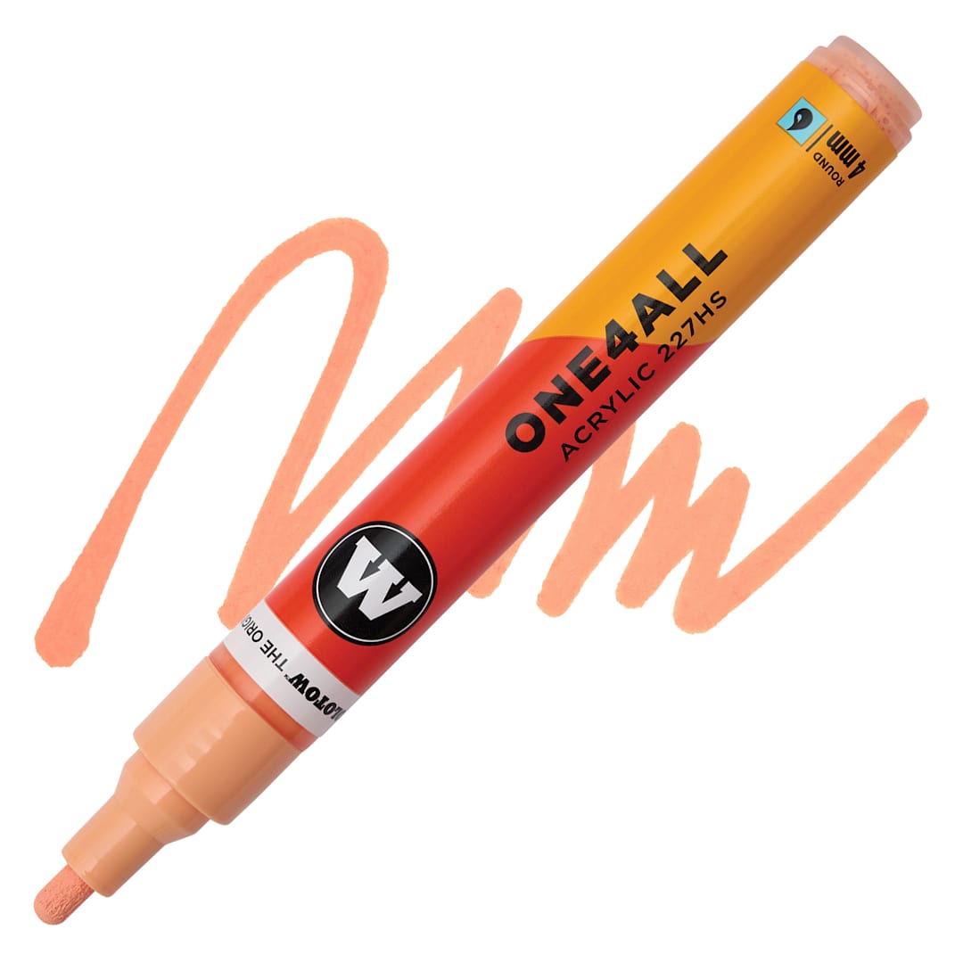 Open in modal - Molotow One4All Acrylic Marker - 4 mm Tip, Goldfish, Bullet Tip, swatch and marker